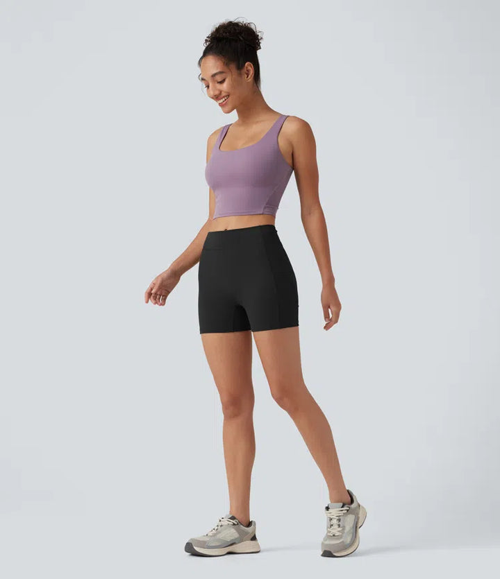 SoftlyZero Airy High Waisted Pocket Plain InstantCool Yoga Shorts 3.5"