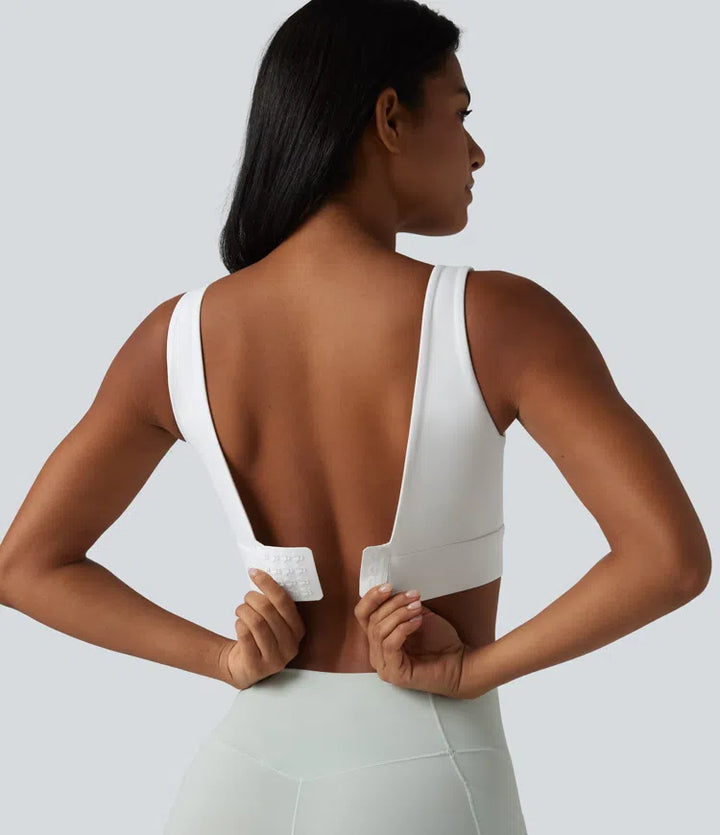 Halara Ultrasculpt Medium Support Backless Adjustable Buckle Built-in Bra Training Sports Bra