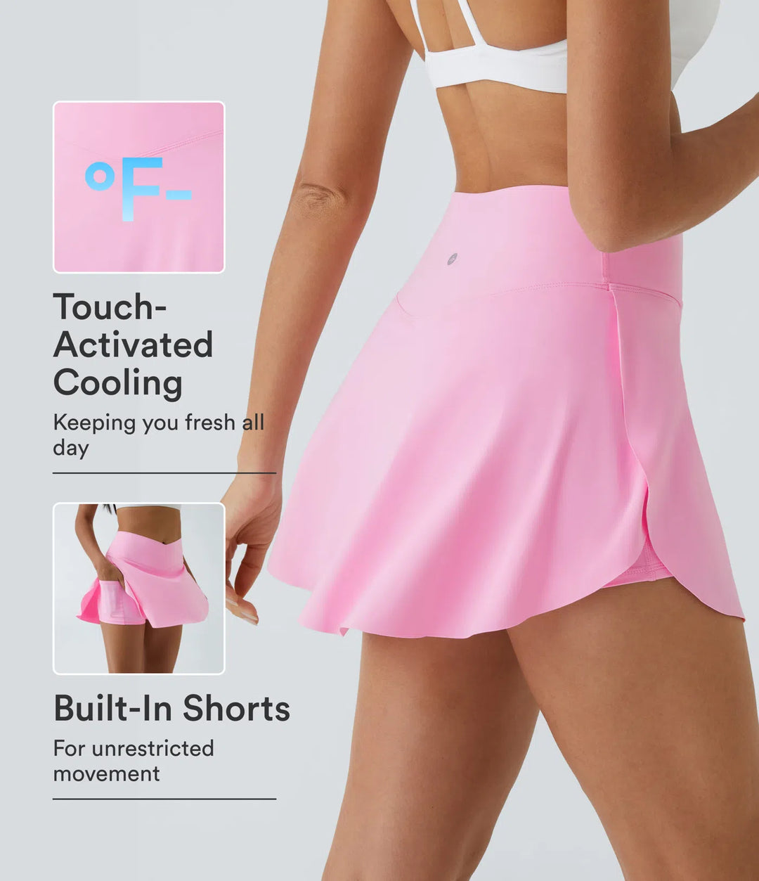 SoftlyZero Airy Crossover Pocket 2-in-1 InstantCool Tennis Skirt-Lucid-Longer Length