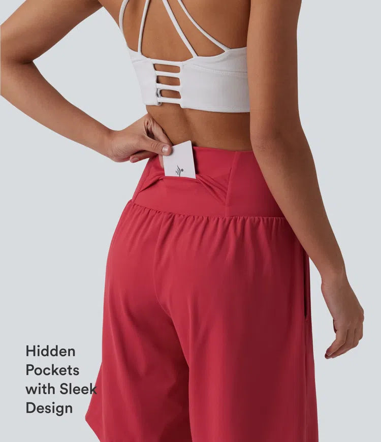 SoftlyZero Airy Super High Waisted 2-in-1 InstantCool Yoga Shorts 9" with Pockets