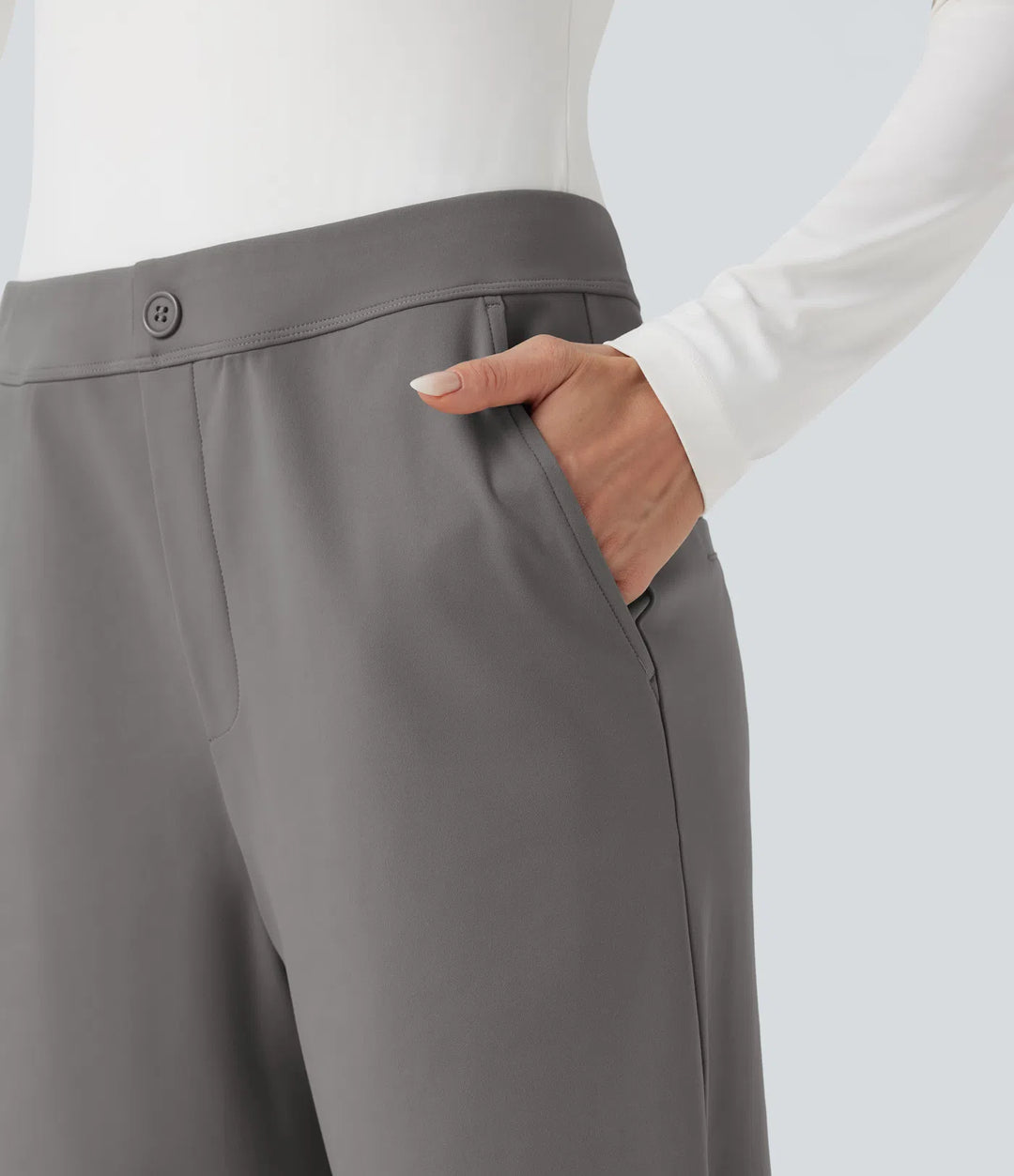 Halara Flex DayStretch Mid Rise Adjustable Pant Width Work Tapered Pants with Pockets