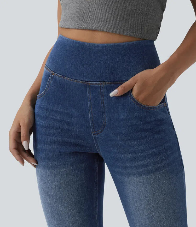Halara Flex High Waisted Tummy Control Casual Flare Jeans with Pockets
