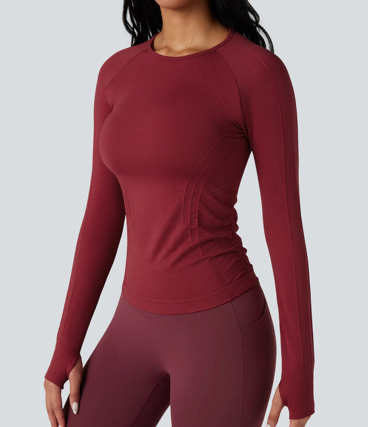 OneForm Seamless Flow Round Neck Long Sleeve Thumb Hole Yoga Sports Top
