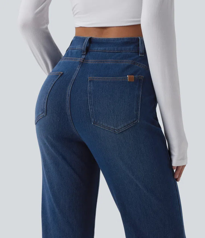 Halara Flex High Waisted Crossover Tummy Control Bootcut Casual Jeans with Pockets