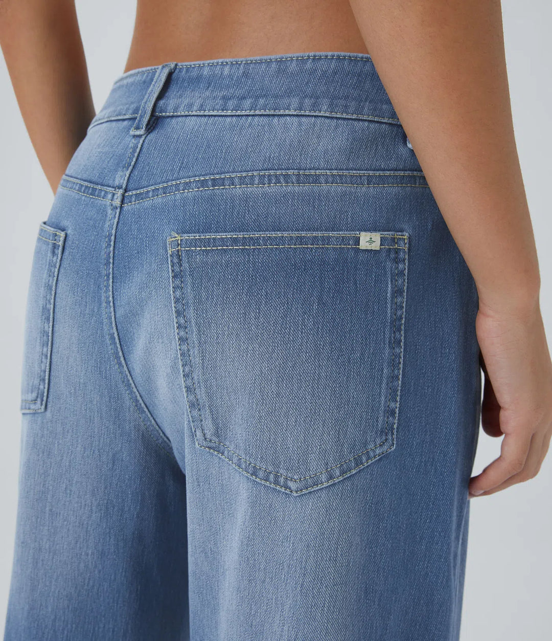 Halara Flex Low Rise Zipper Pockets Washed Baggy Wide Leg Casual Jeans