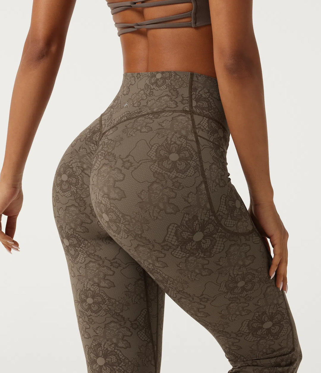 Halara UltraSculpt High Waisted Tummy Control Butt Lifting Contrast Lace Flare Yoga Leggings with Pockets