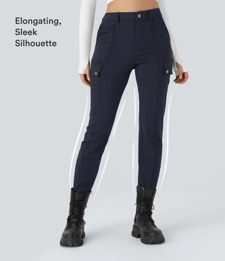 DayStretch High Waisted Zipper Pockets Solid Skinny Cargo Pants