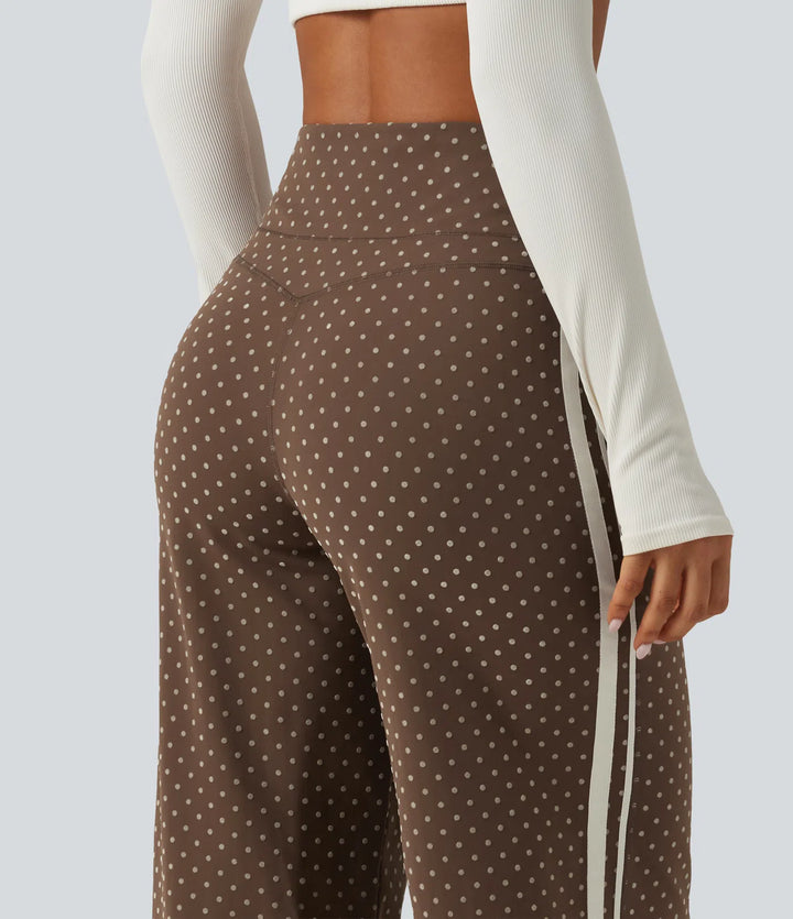 Halara UltraSculpt Flocked High Waisted V Shaped Tummy Control Straight Leg Polka Dot Yoga Pants with Pockets