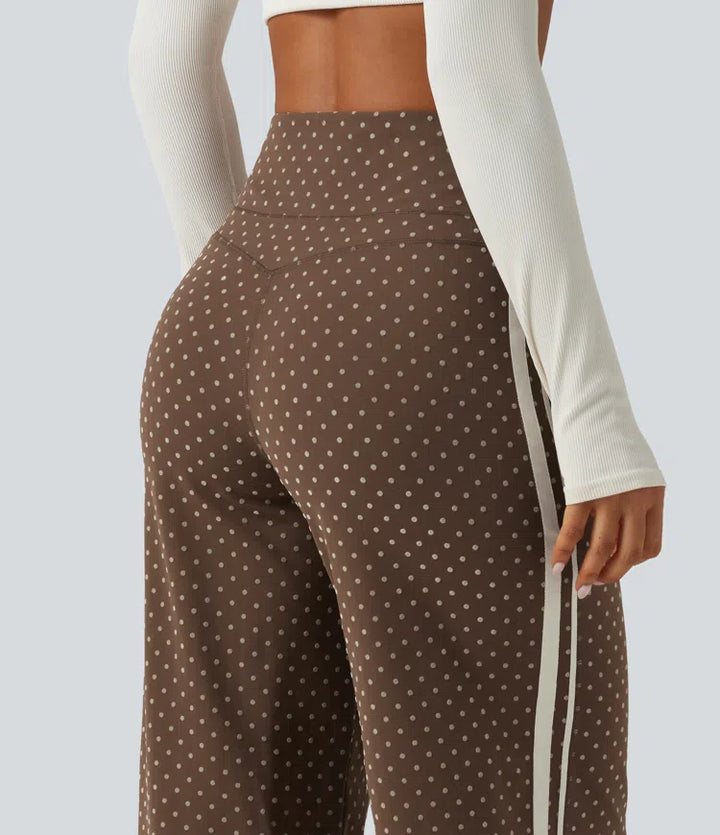 Halara UltraSculpt Flocked High Waisted V Shaped Tummy Control Straight Leg Polka Dot Yoga Pants with Pockets