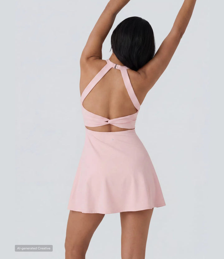 SoftlyZero Airy Backless Twisted InstantCool Dance Active Dress-Easy Peezy Edition