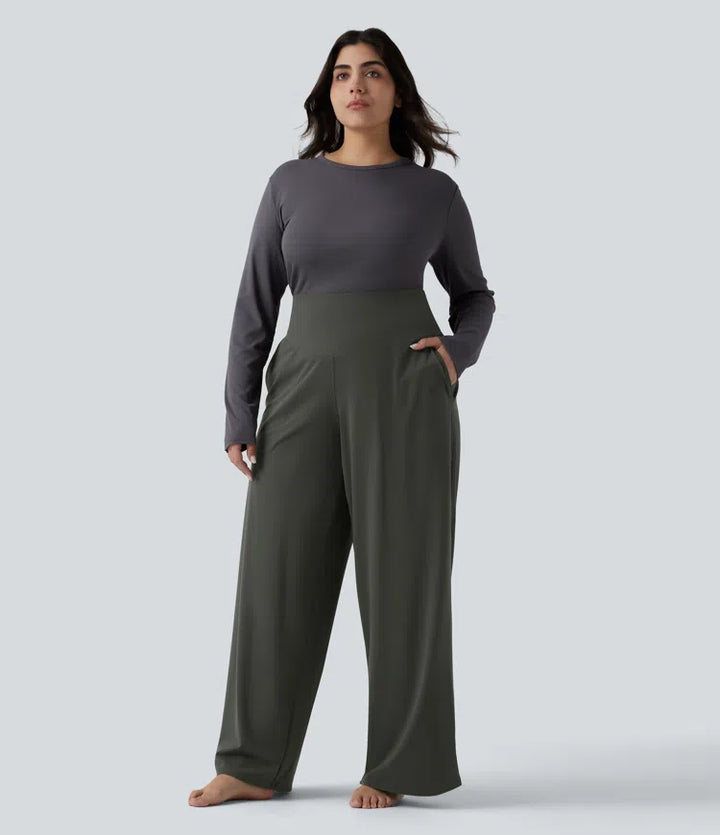 Halara UltraSculpt High Waisted Tummy Control Straight Leg Yoga Plus Size Pants with Pockets