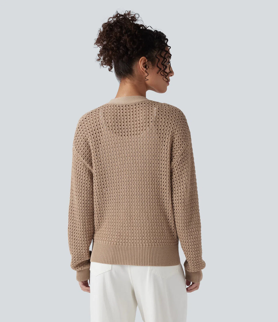 V Neck Long Sleeve Sweater Knit Casual Cardigan