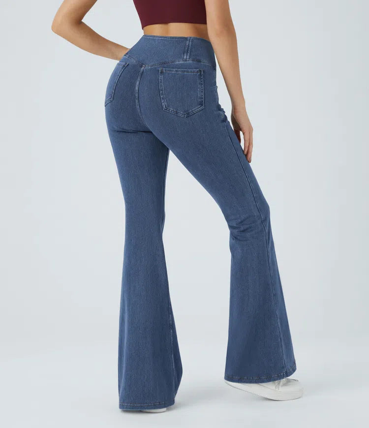 Halara Flex High Waisted Crossover Pocket Washed Casual Jeans