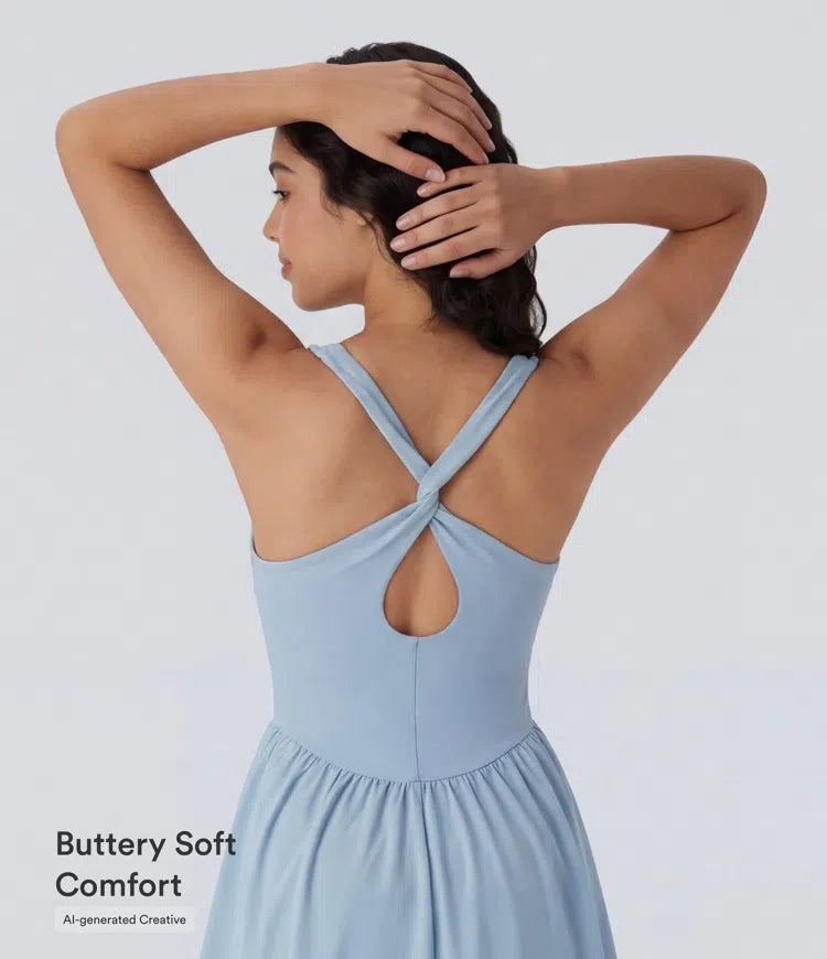 Breezeful Corset 2-in-1 Pocket Mini Quick Dry Flowy Pickleball Active Dress-Longer Legnth