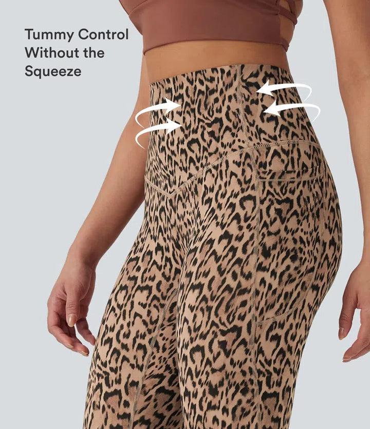 Halara UltraSculpt Leopard Print High Waisted Tummy Control Yoga Leggings with Pockets