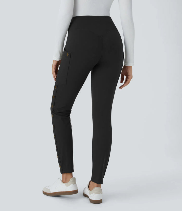 DayStretch High Waisted Decorative Pocket Skinny Ankle Length Casual Pants