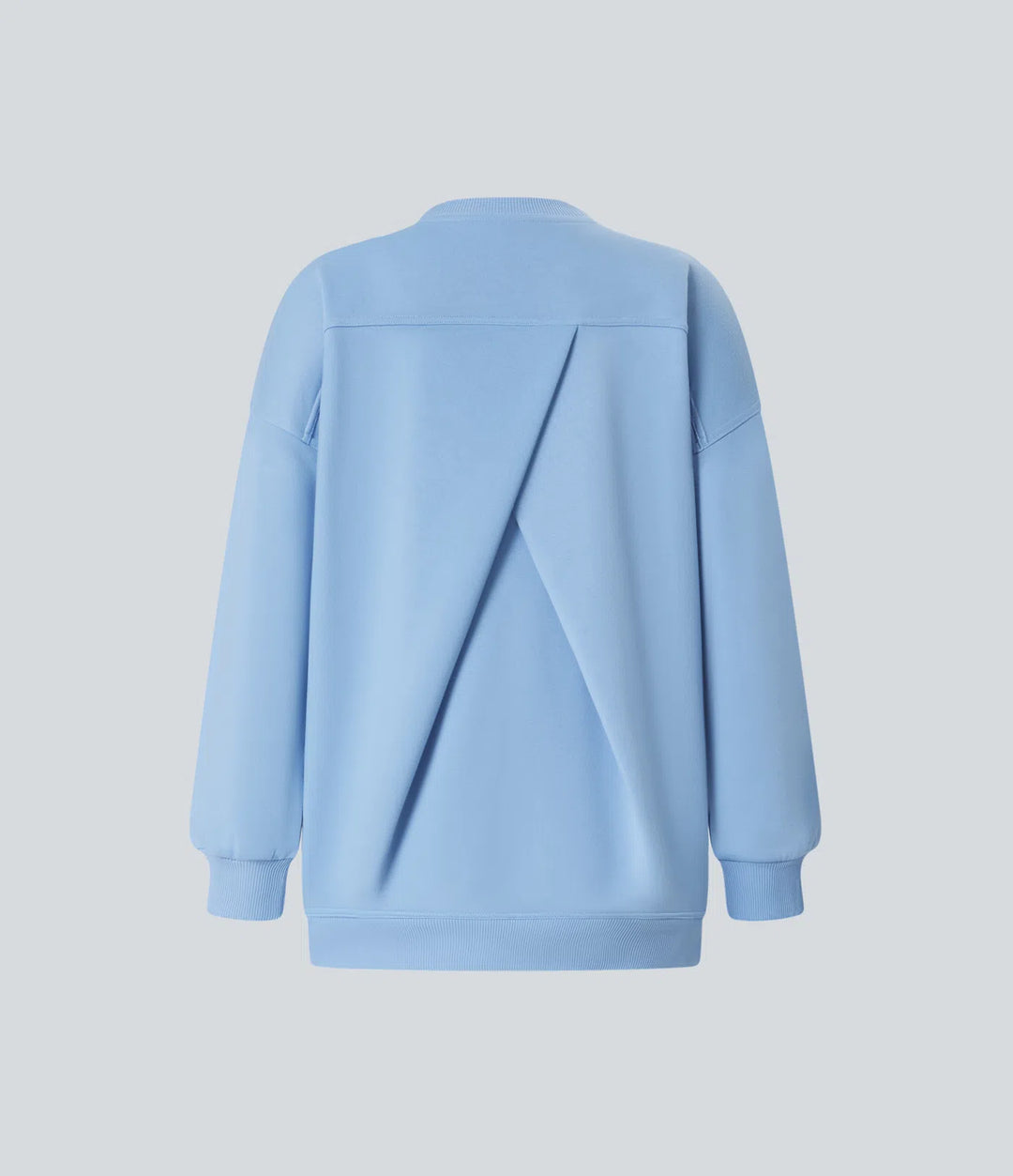 Round Neck Long Sleeve Pocket Oversize Fleece Casual Sweatshirt