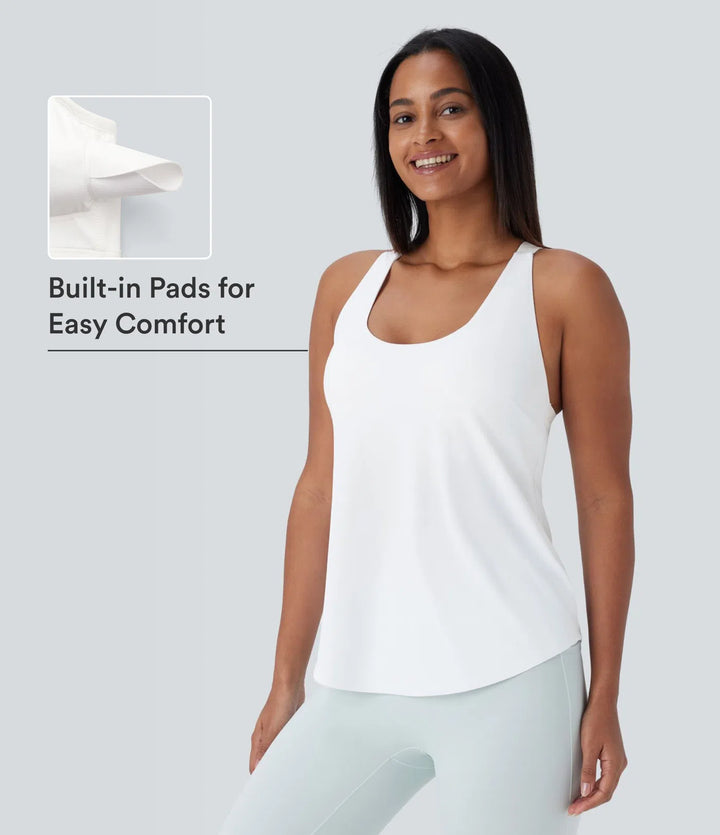 U Neck Curved Hem InstantCool Yoga Tank Top-UPF50+