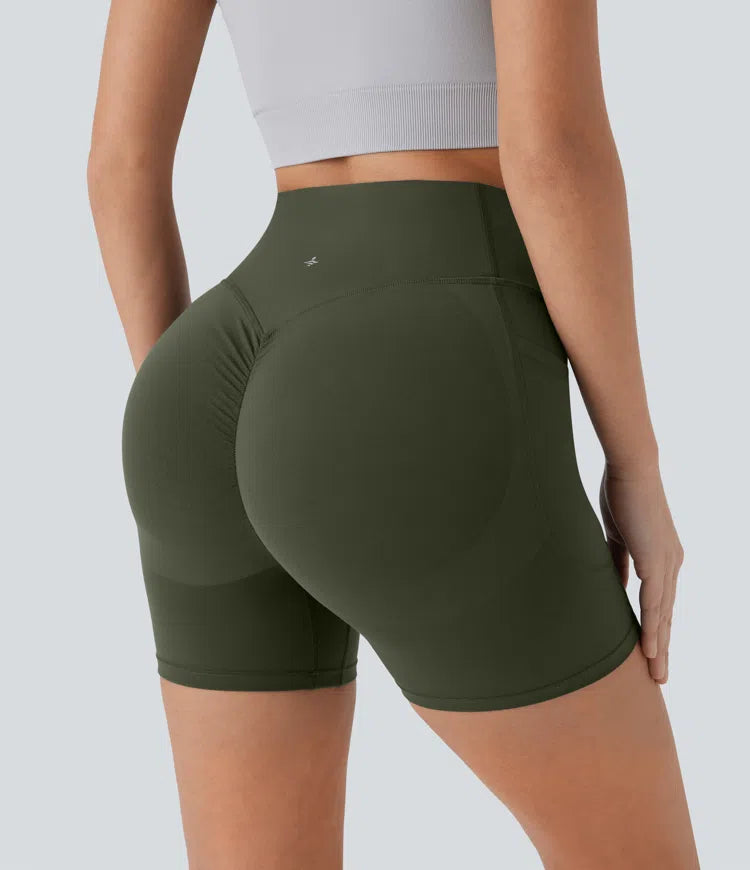 Halara UltraSculpt High Waisted Scrunch Butt Lifting Tummy Control Pocket Shaping Workout Biker Shorts 5&