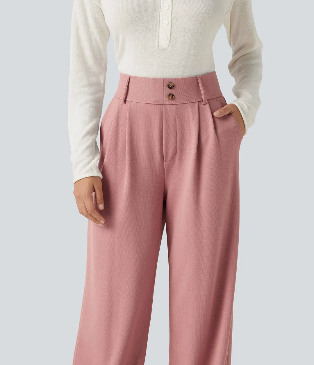 Halara Flex High Waisted Straight Leg Waffle Work Pants with Pockets