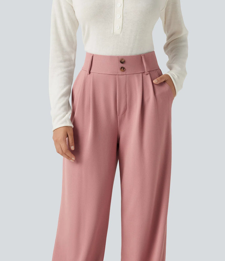 Halara Flex High Waisted Straight Leg Waffle Work Pants with Pockets