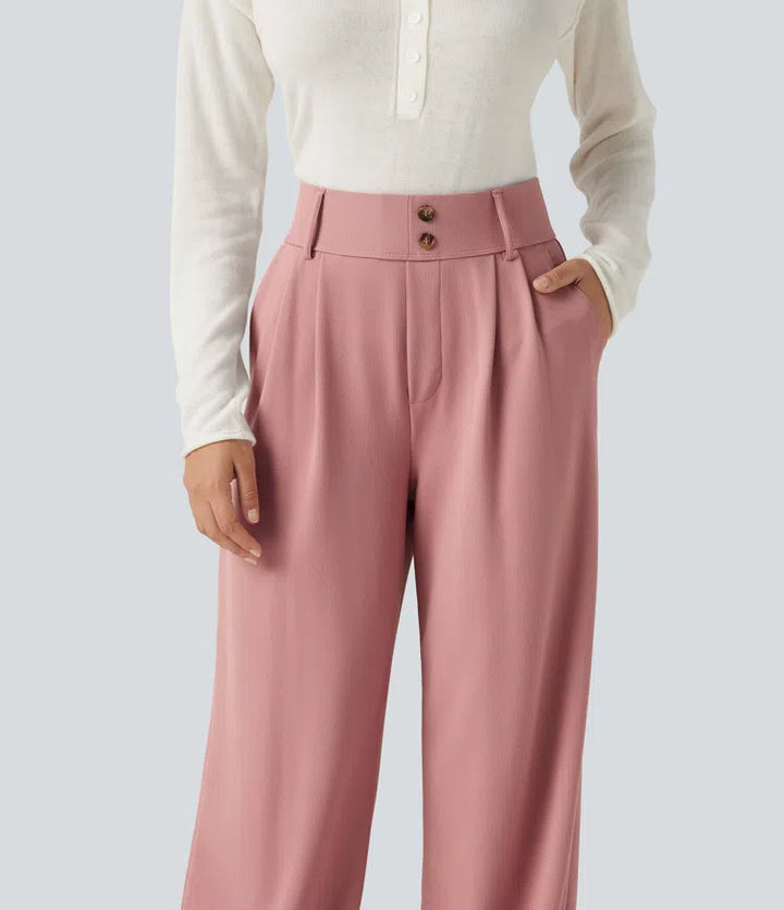Halara Flex High Waisted Straight Leg Waffle Work Pants with Pockets