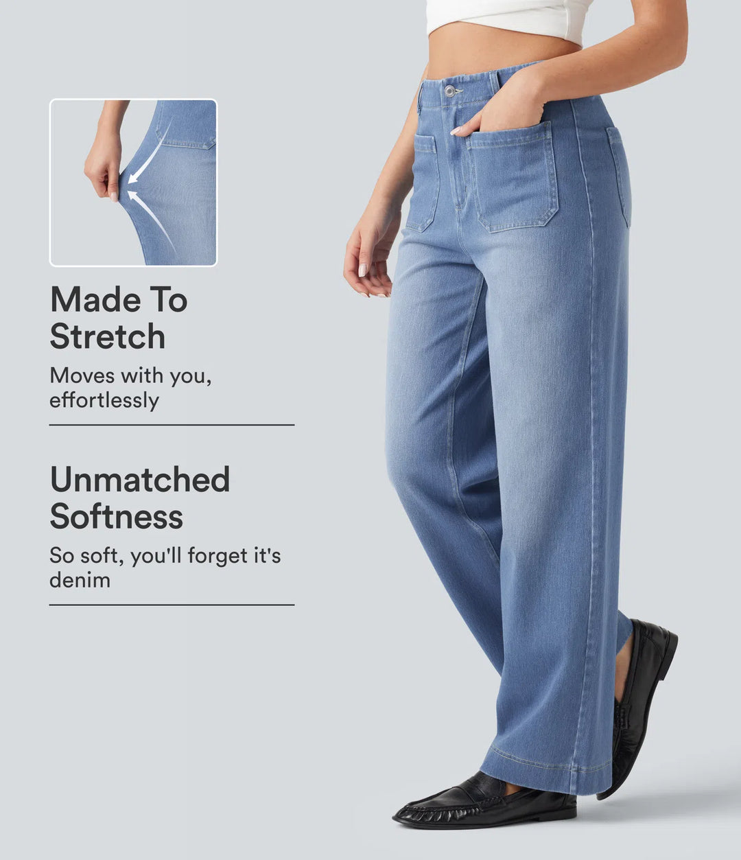 Halara Flex High Waisted Straight Leg Casual Jeans with Pockets