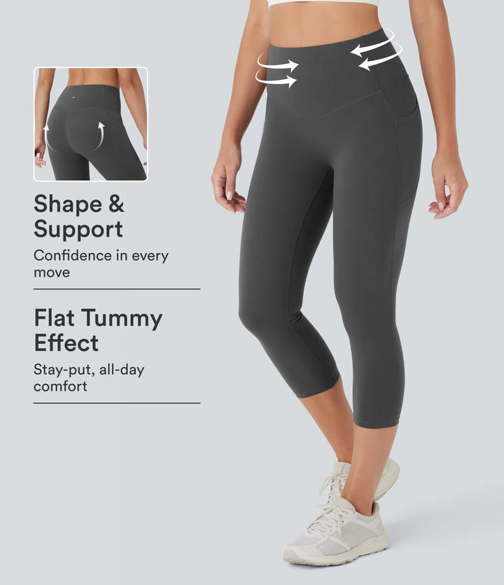 Halara UltraSculpt High Waisted Butt Lifting Tummy Control Pocket Shaping Capri Training Leggings