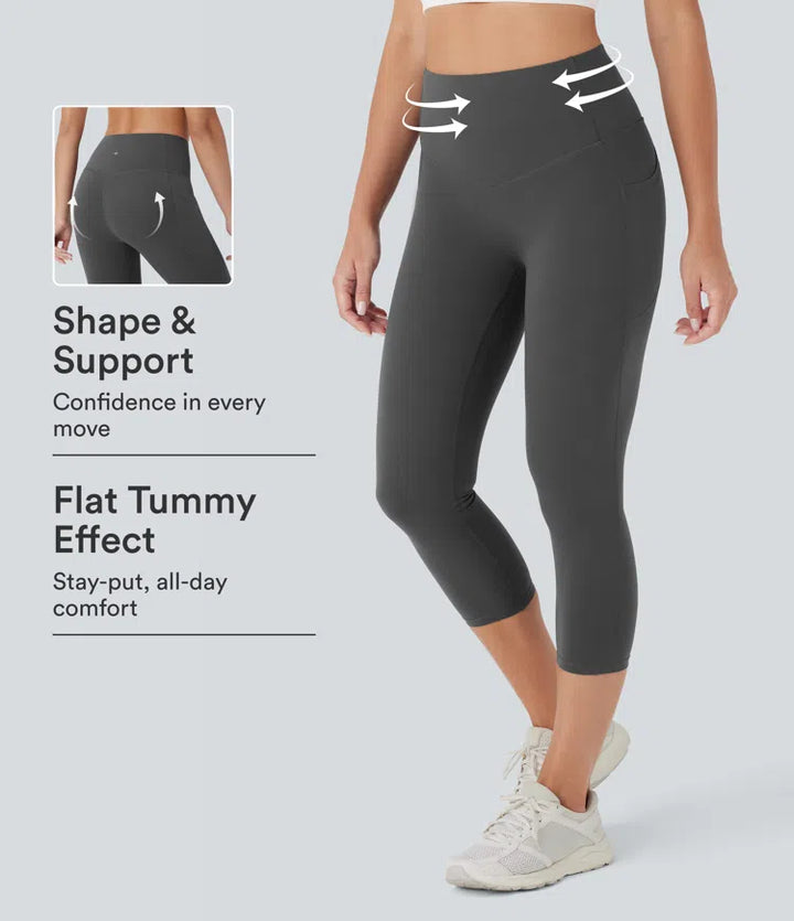 Halara UltraSculpt High Waisted Butt Lifting Tummy Control Pocket Shaping Capri Training Leggings