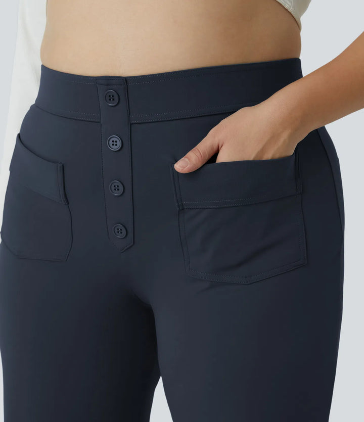 DayStretch High Waisted Pockets Straight Leg Casual Plus Size Pants