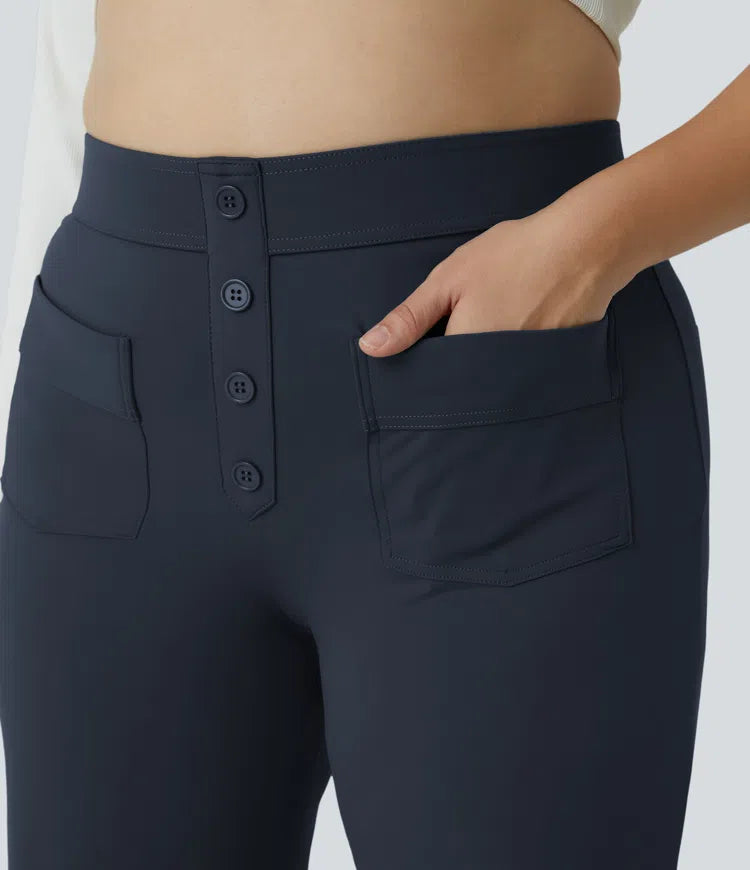 DayStretch High Waisted Pockets Straight Leg Casual Plus Size Pants