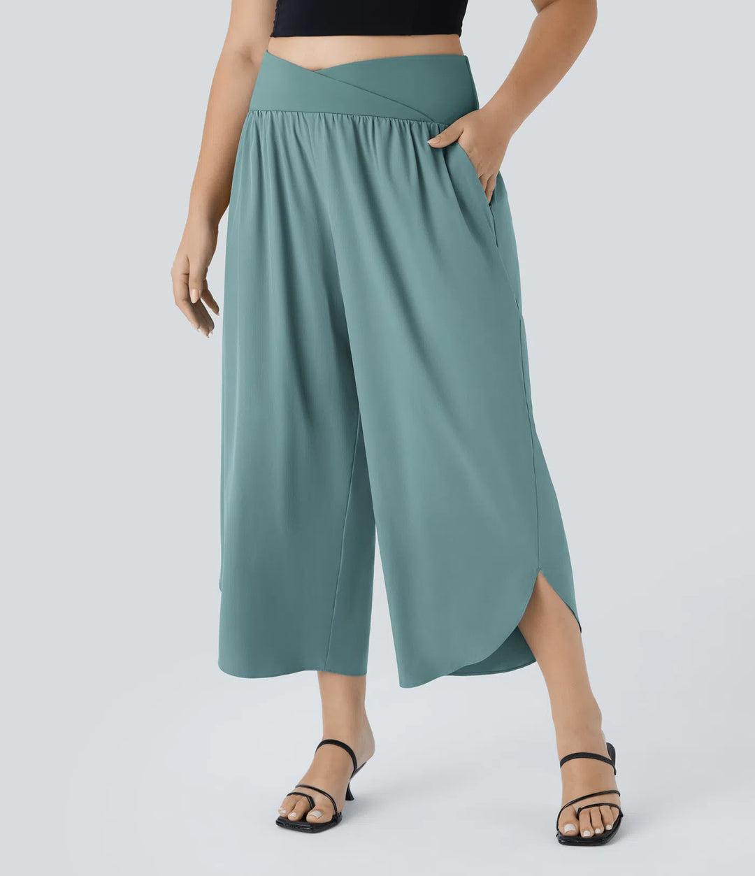 Breezeful High Waisted Crossover Pocket Quick Dry Plus Size Pants