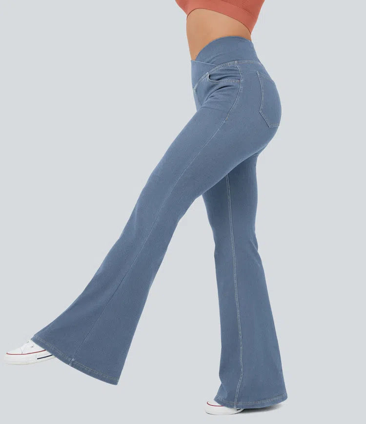 Halara Flex High Waisted Crossover Pocket InstantCool Washed Casual Jeans