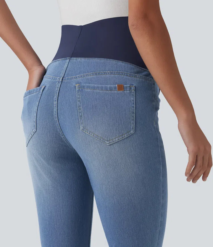 Halara Flex Super High Waisted Skinny 7/8 Casual Maternity Jeans with Pockets