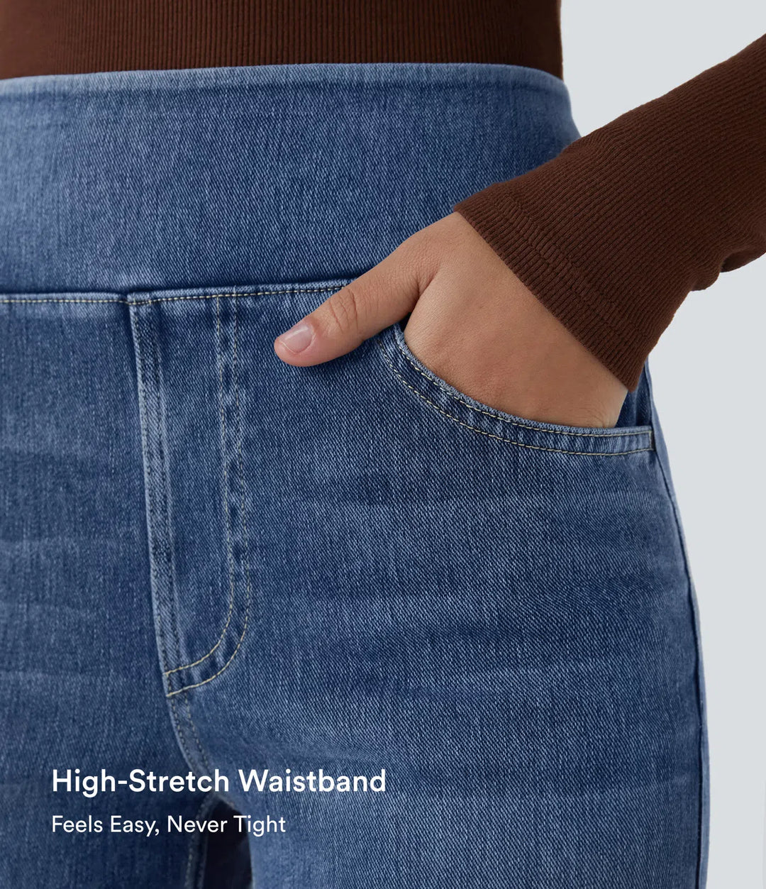 Halara Flex High Waisted Pockets Washed Casual Bootcut Jeans