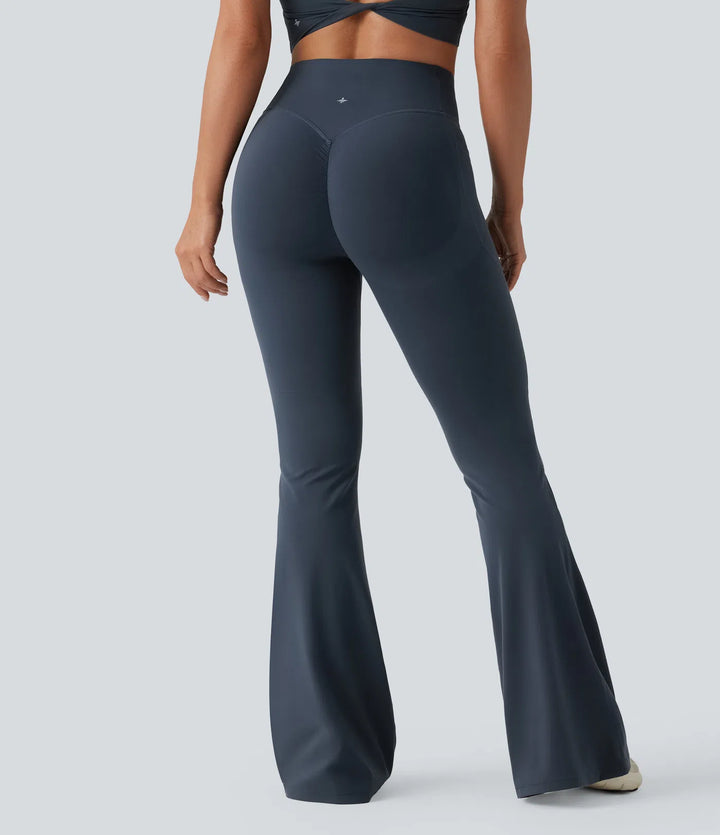 Halara UltraSculpt High Waisted Scrunch Butt Lifting Tummy Control Shaping Yoga Flare Leggings with Pockets