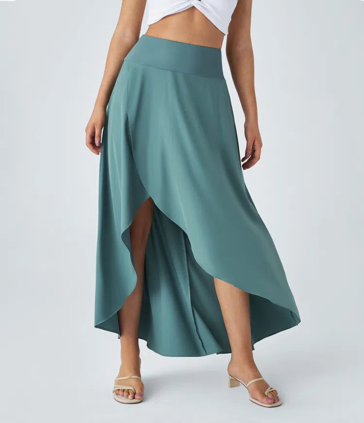 Breezeful High Waisted High Low Ruffle 2-in-1 Flowy Quick Dry Casual Regular Maxi Skirt