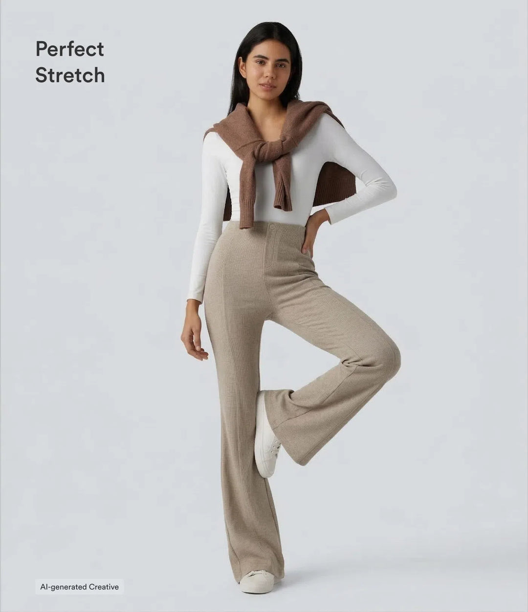 Ribbed High Waisted Tummy Control Casual Flare Pants
