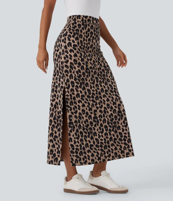 Halara UltraSculpt Leopard Print High Waisted Split Maxi Casual Skirt