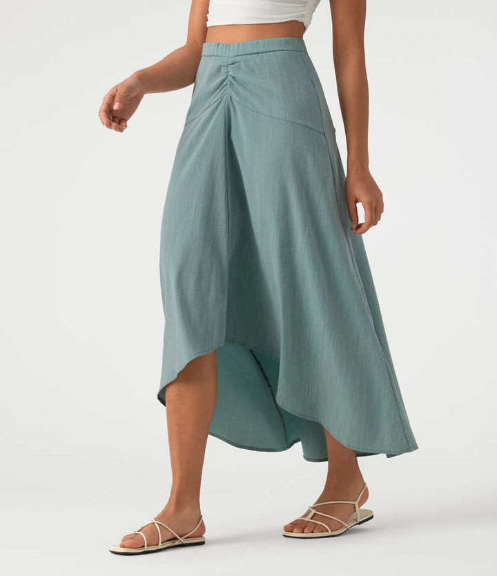 High Waisted High Low Maxi Casual Linen-Feel Skirt