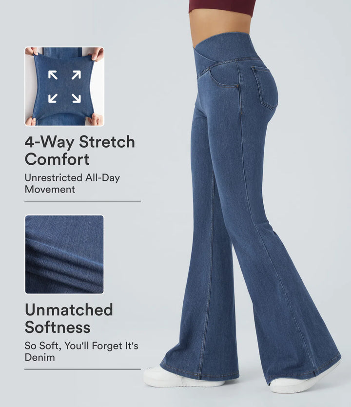 Halara Flex High Waisted Crossover Pocket Washed Casual Jeans