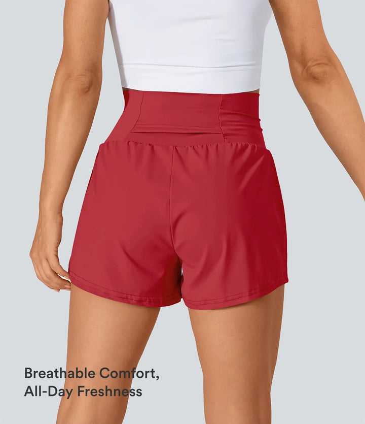 SoftlyZero Airy Super High Waisted 2-in-1 InstantCool Yoga Shorts with Pockets