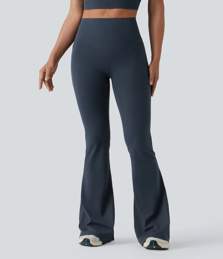 Halara UltraSculpt High Waisted Scrunch Butt Lifting Tummy Control Shaping Yoga Flare Leggings with Pockets