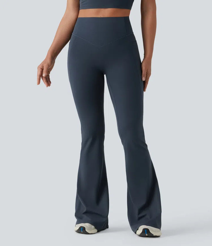 Halara UltraSculpt High Waisted Scrunch Butt Lifting Tummy Control Shaping Yoga Flare Leggings with Pockets