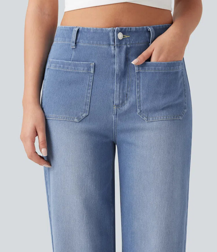 Halara Flex High Waisted Straight Leg Casual Jeans with Pockets