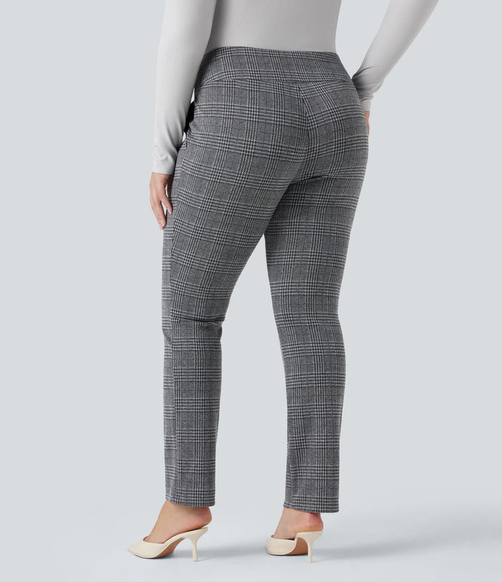 Halara Flex High Waisted Houndstooth Plaid Skinny Work Plus Size Pants with Pockets