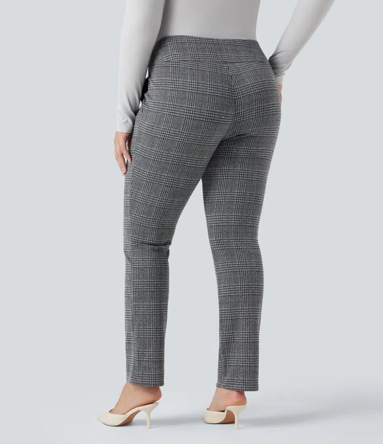 Halara Flex High Waisted Houndstooth Plaid Skinny Work Plus Size Pants with Pockets