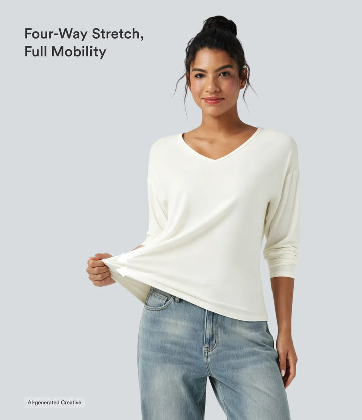 V-neck Long Sleeve Casual Top