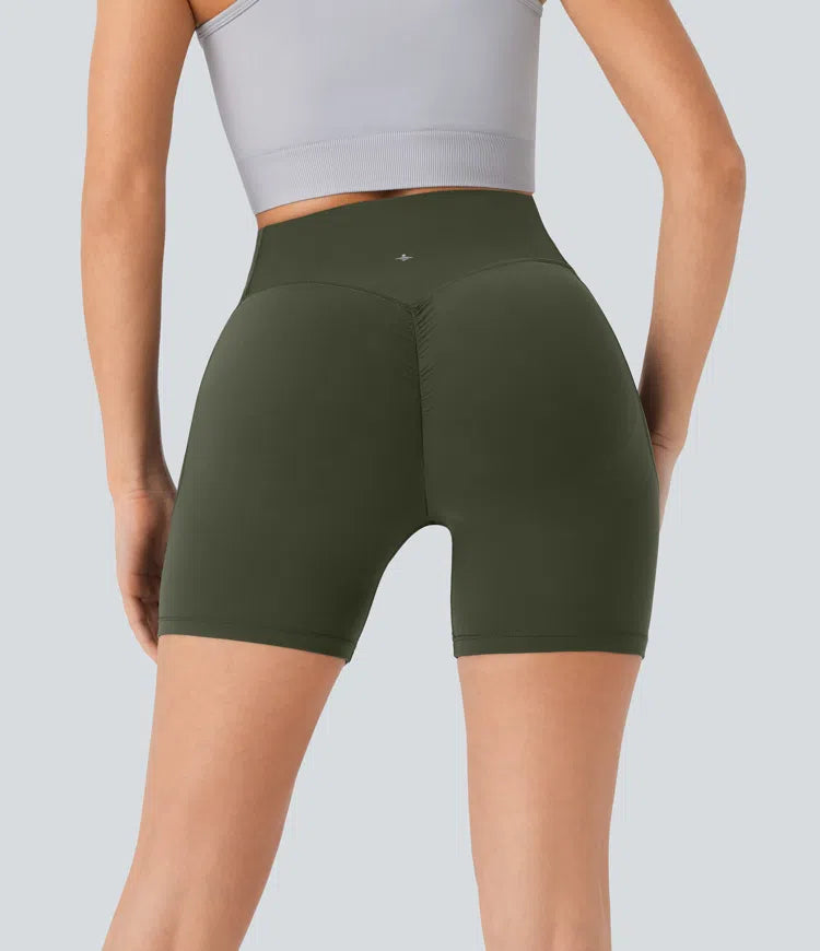 Halara UltraSculpt High Waisted Scrunch Butt Lifting Tummy Control Pocket Shaping Workout Biker Shorts 5&