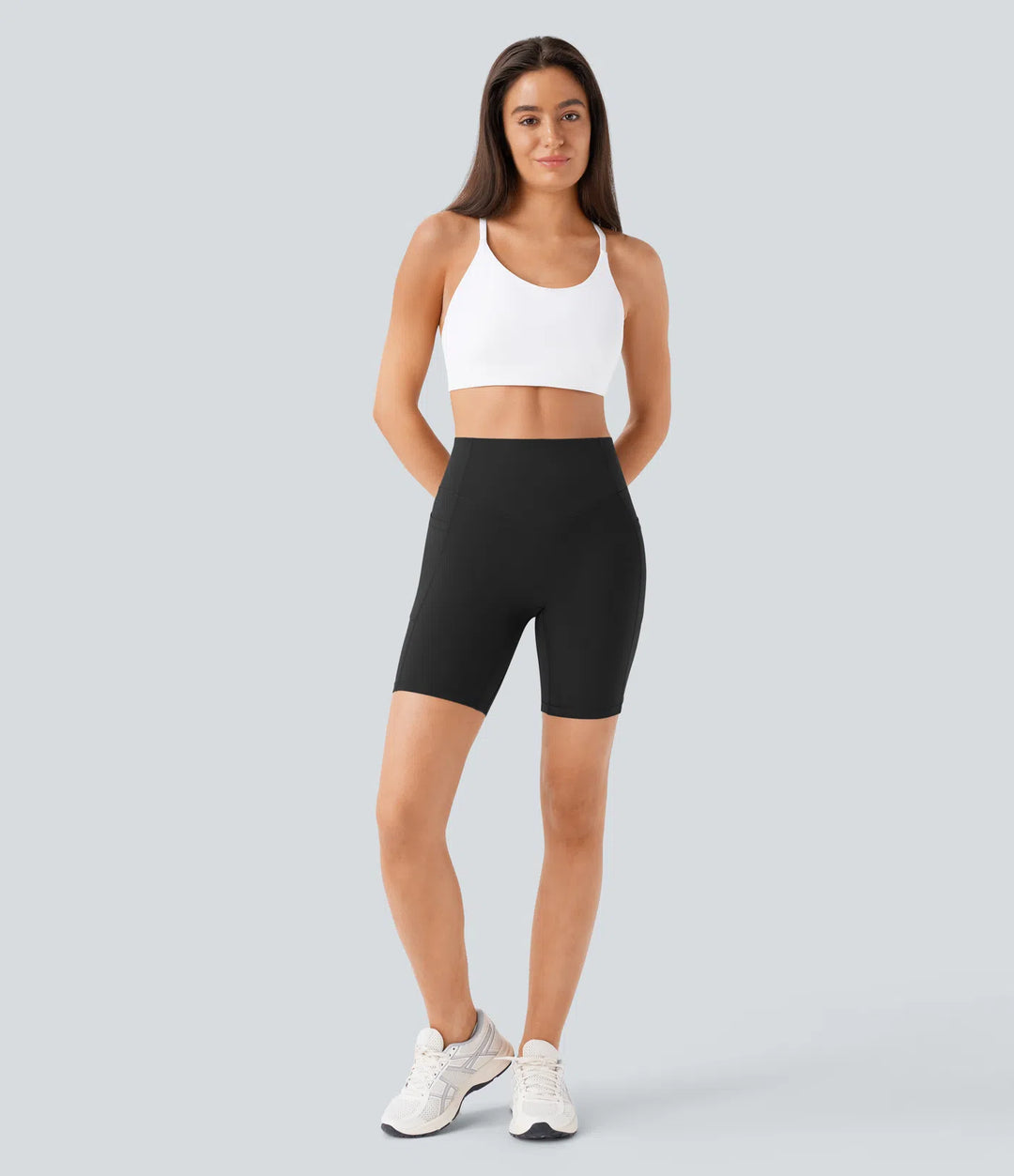 Halara UltraSculpt High Waisted Scrunch Butt Lifting Tummy Control Side Pocket Shaping Workout Biker Shorts 7&